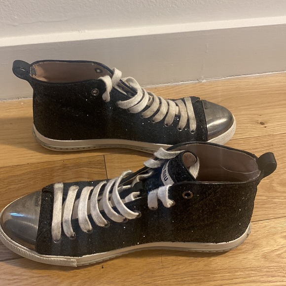 Miu Miu glitter high-top sneakers Size 38.5 - Picture 4 of 6
